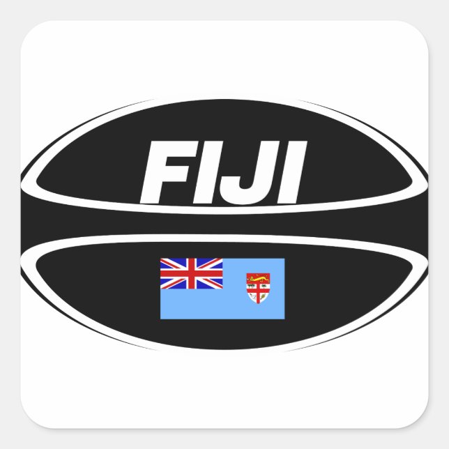 Pegatina Cuadrada Bandera de Fiji Rugby Ball (Anverso)