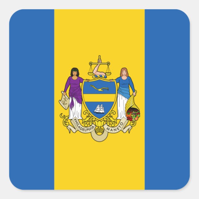 Pegatina Cuadrada Bandera de Filadelfia (Anverso)