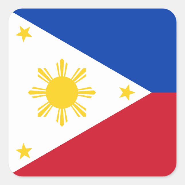 Pegatina Cuadrada Bandera de Filipinas (Anverso)