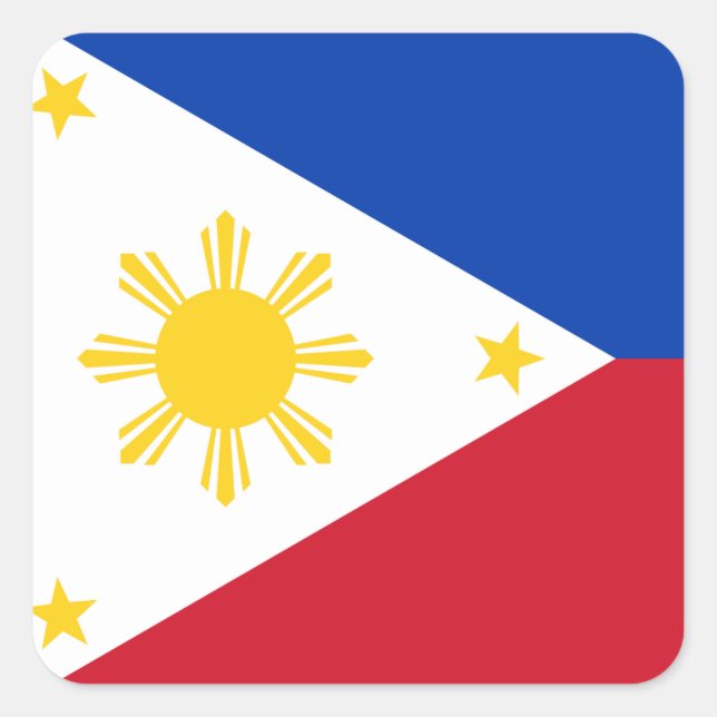 Pegatina Cuadrada Bandera de Filipinas (Anverso)