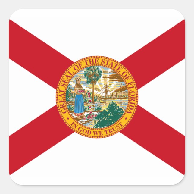Pegatina Cuadrada Bandera de Florida (Anverso)