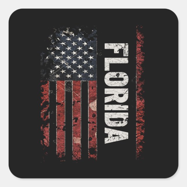 Pegatina Cuadrada Bandera de Florida USA (Anverso)