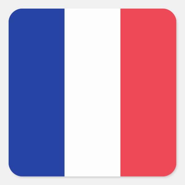 Pegatina Cuadrada Bandera de Francia (Anverso)