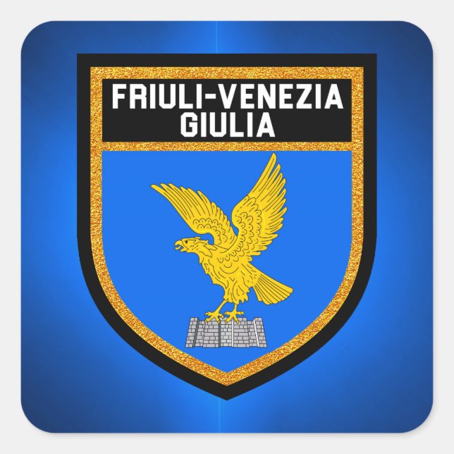 Pegatina Cuadrada Bandera de Friuli-Venezia Giulia (Anverso)