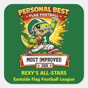 Pegatina Cuadrada Bandera de fútbol americano personalizada – Premio