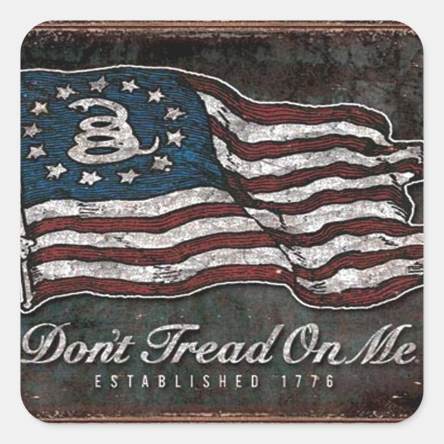 Pegatina Cuadrada Bandera De Gadsden - Libertad O Muerte (Anverso)