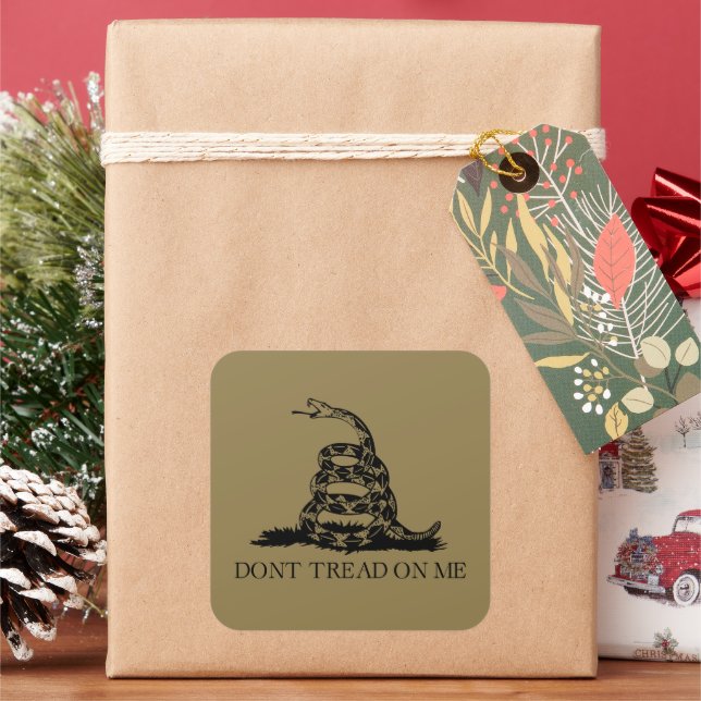 Pegatina Cuadrada Bandera de Gadsden Rattlesnake: Guerra Revoluciona (Vacaciones)