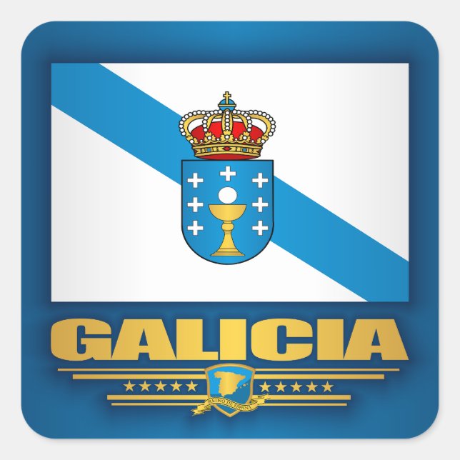 Pegatina Cuadrada Bandera de Galicia (Anverso)