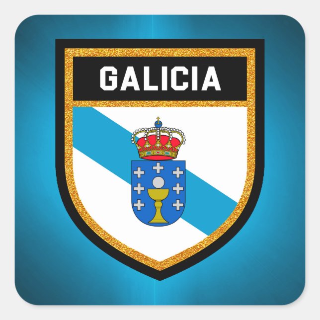 Pegatina Cuadrada Bandera de Galicia (Anverso)