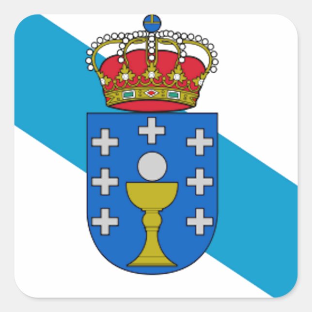 Pegatina Cuadrada Bandera de Galicia (España) (Anverso)