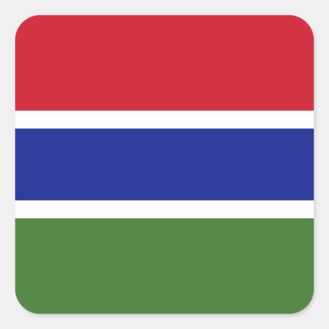 Pegatina Cuadrada Bandera de Gambia (Anverso)
