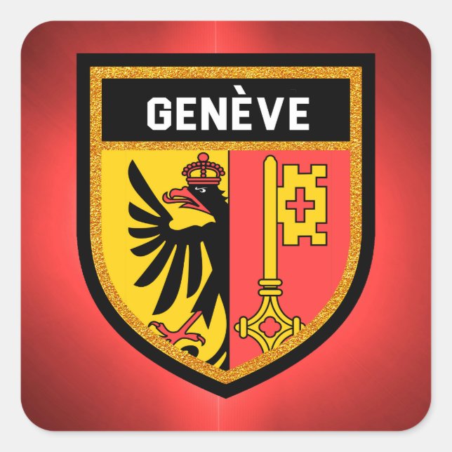 Pegatina Cuadrada Bandera de Genève (Anverso)