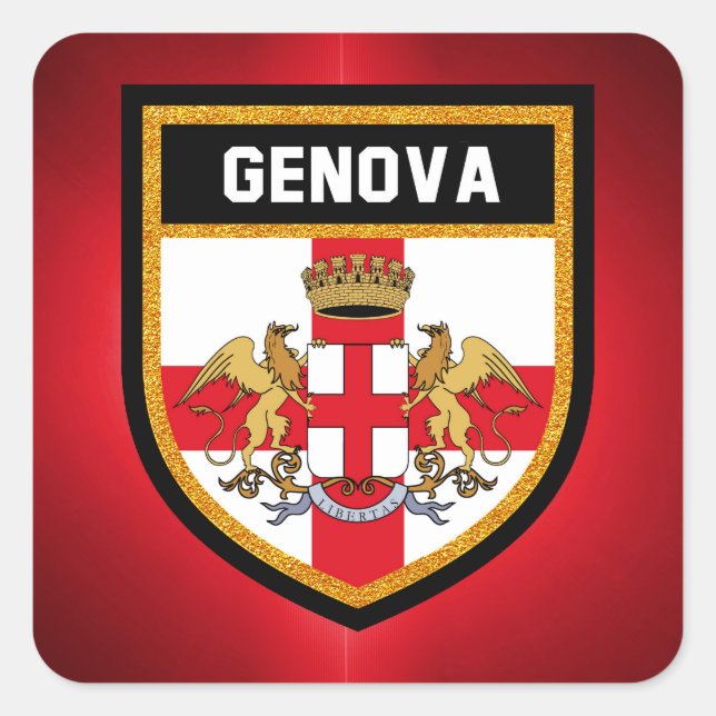 Pegatina Cuadrada Bandera de Genova (Anverso)