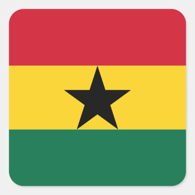 Pegatina Cuadrada Bandera de Ghana (Anverso)
