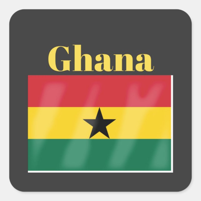 Pegatina Cuadrada Bandera de Ghana (Anverso)
