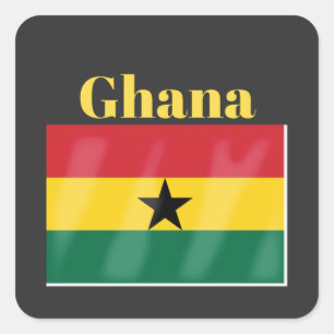 Pegatina Cuadrada Bandera de Ghana