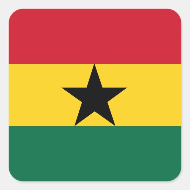 Pegatina Cuadrada Bandera de Ghana (Anverso)
