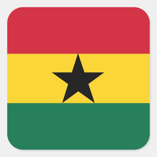 Pegatina Cuadrada Bandera de Ghana (Anverso)