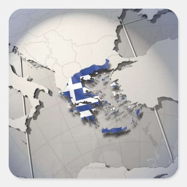 Pegatina Cuadrada Bandera de Grecia (Anverso)