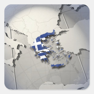 Pegatina Cuadrada Bandera de Grecia