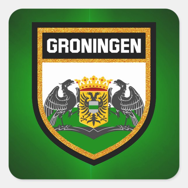 Pegatina Cuadrada Bandera de Groningen (Anverso)