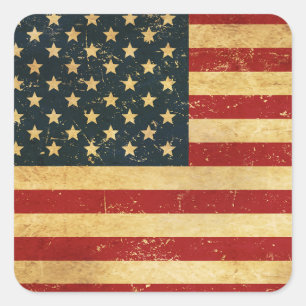 Pegatina Cuadrada Bandera de Grunge Vintage de Estados Unidos