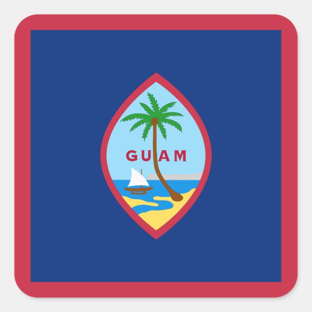 Pegatina Cuadrada Bandera de Guam (Anverso)