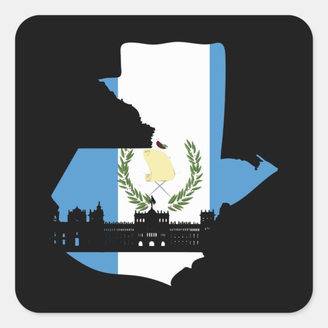 Pegatina Cuadrada Bandera de Guatemala (Anverso)