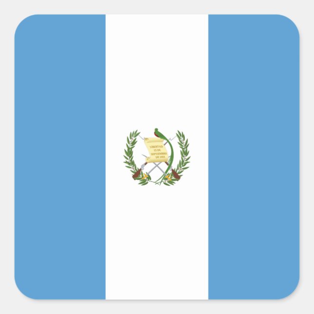 Pegatina Cuadrada Bandera de Guatemala (Guatemala) (Anverso)