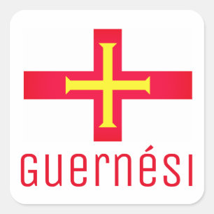 Pegatina Cuadrada Bandera de Guernési