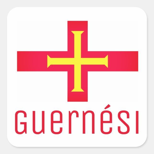 Pegatina Cuadrada Bandera de Guernési (Anverso)