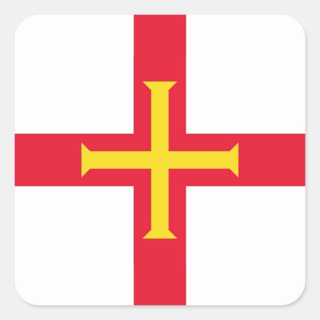 Pegatina Cuadrada Bandera de Guernsey (Anverso)