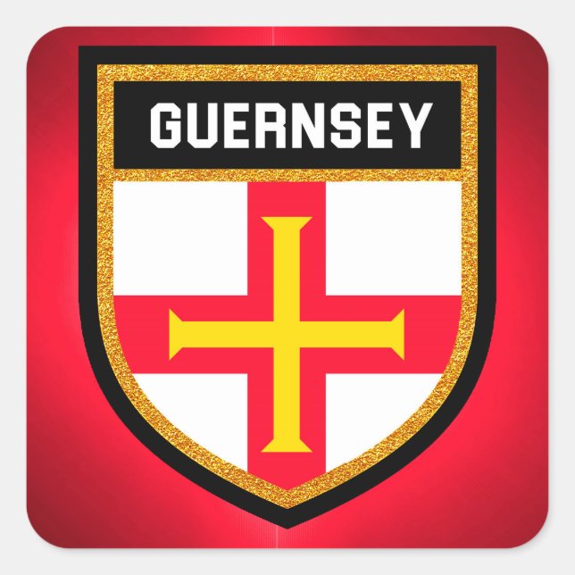 Pegatina Cuadrada Bandera de Guernsey (Anverso)