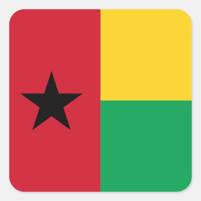Pegatina Cuadrada Bandera de Guinea Bissau (Anverso)