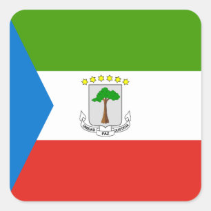 Pegatina Cuadrada Bandera de Guinea Ecuatorial