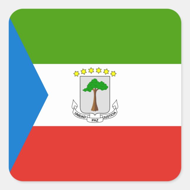 Pegatina Cuadrada Bandera de Guinea Ecuatorial (Anverso)