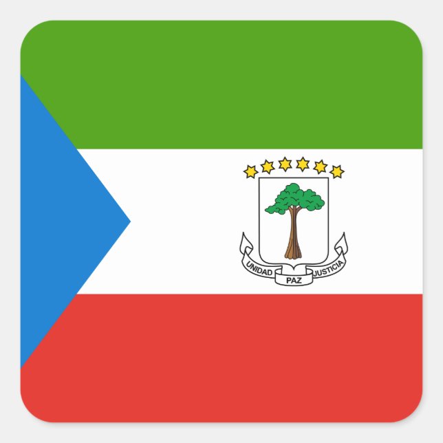 Pegatina Cuadrada Bandera de Guinea Ecuatorial (Anverso)