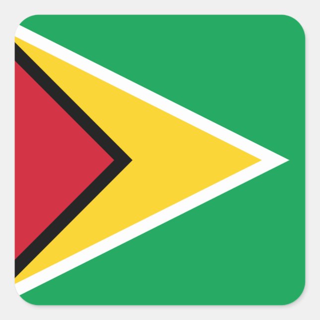 Pegatina Cuadrada Bandera de Guyana (Anverso)