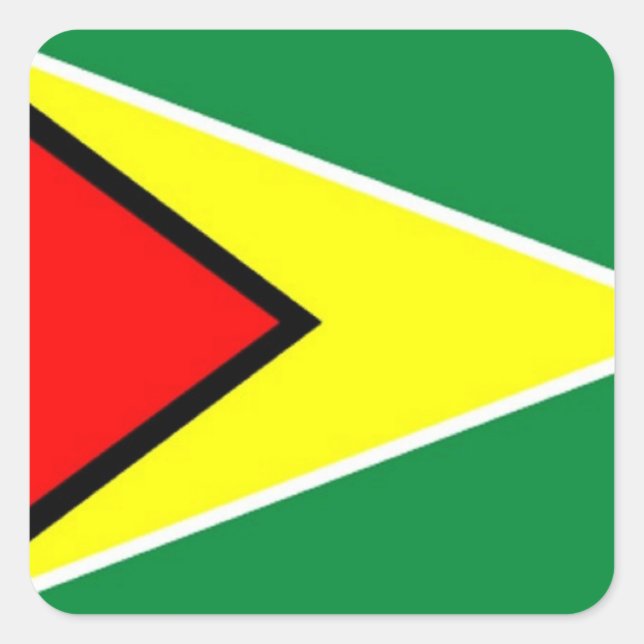 Pegatina Cuadrada Bandera de Guyana (Anverso)