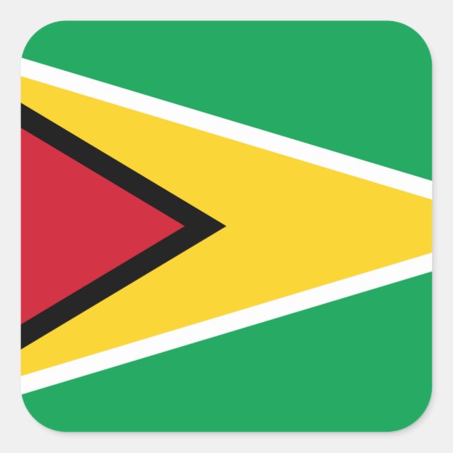 Pegatina Cuadrada Bandera de Guyana (Anverso)