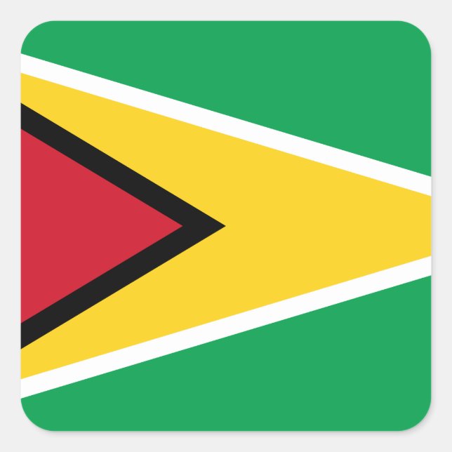 Pegatina Cuadrada Bandera de Guyana (guyanesa) (Anverso)