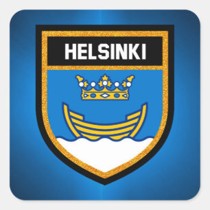 Pegatina Cuadrada Bandera de Helsinki