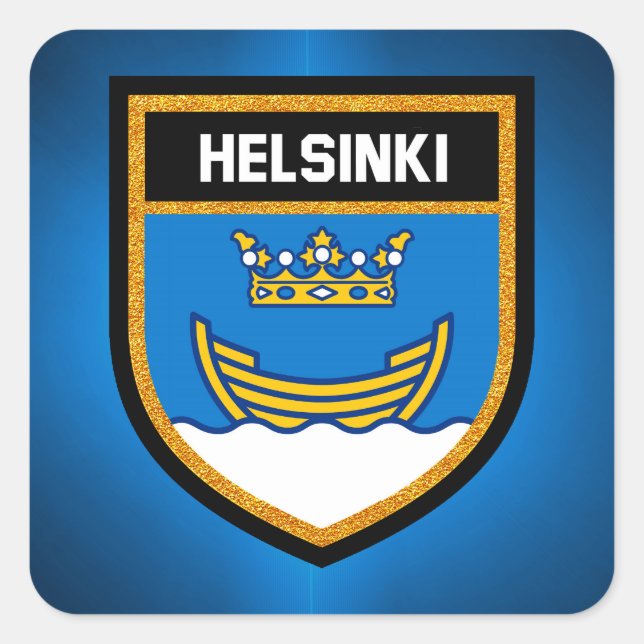 Pegatina Cuadrada Bandera de Helsinki (Anverso)