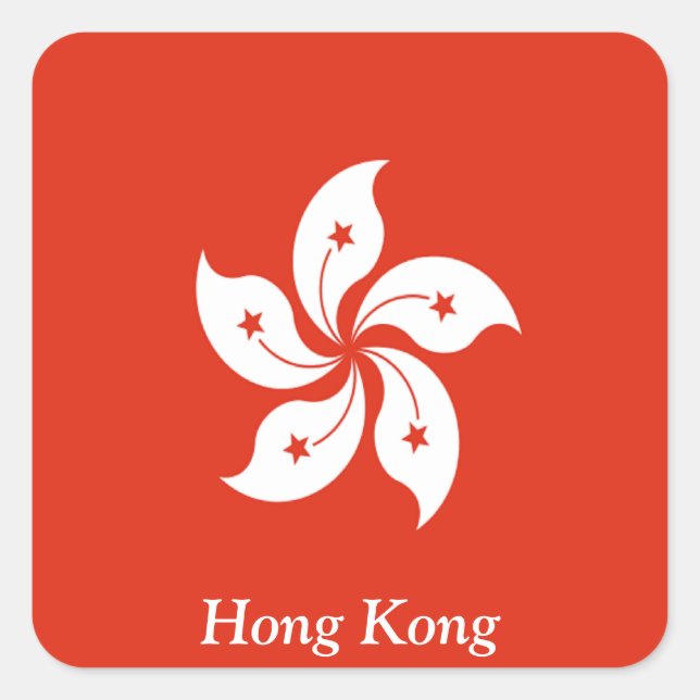 Pegatina Cuadrada Bandera de Hong Kong (Anverso)