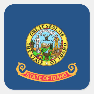 Pegatina Cuadrada Bandera de Idaho: el estado de Gem, América Montañ