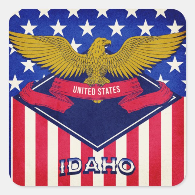 Pegatina Cuadrada Bandera de Idaho USA (Anverso)