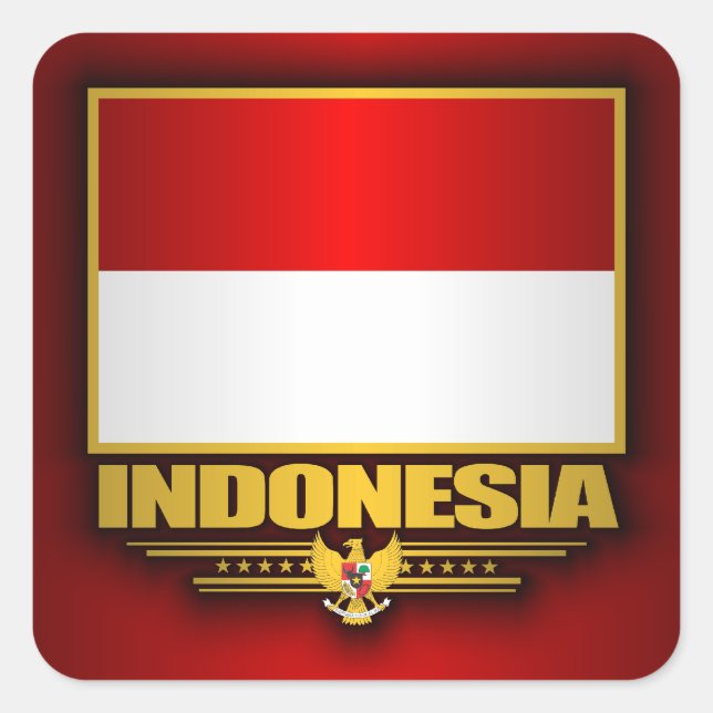 Pegatina Cuadrada Bandera de Indonesia (Anverso)