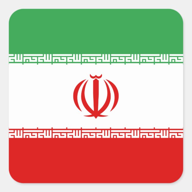 Pegatina Cuadrada Bandera de Irán (iraní) (Anverso)