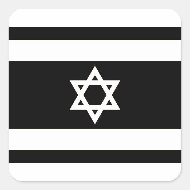 Pegatina Cuadrada Bandera de Israel - ד ג ל י ש ר htém - Burn Burn B (Anverso)