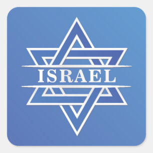Pegatina Cuadrada Bandera De Israel Estrella De David